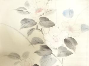 アンティーク　作家物　絽手描き枝花模様刺繍名古屋帯